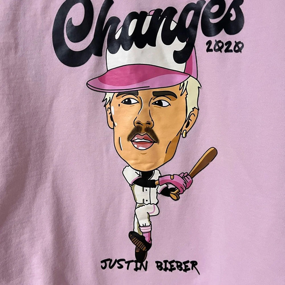Justin Bieber Changes 2020 H&M pink baseball oversized crewneck size medium - Picture 2 of 5